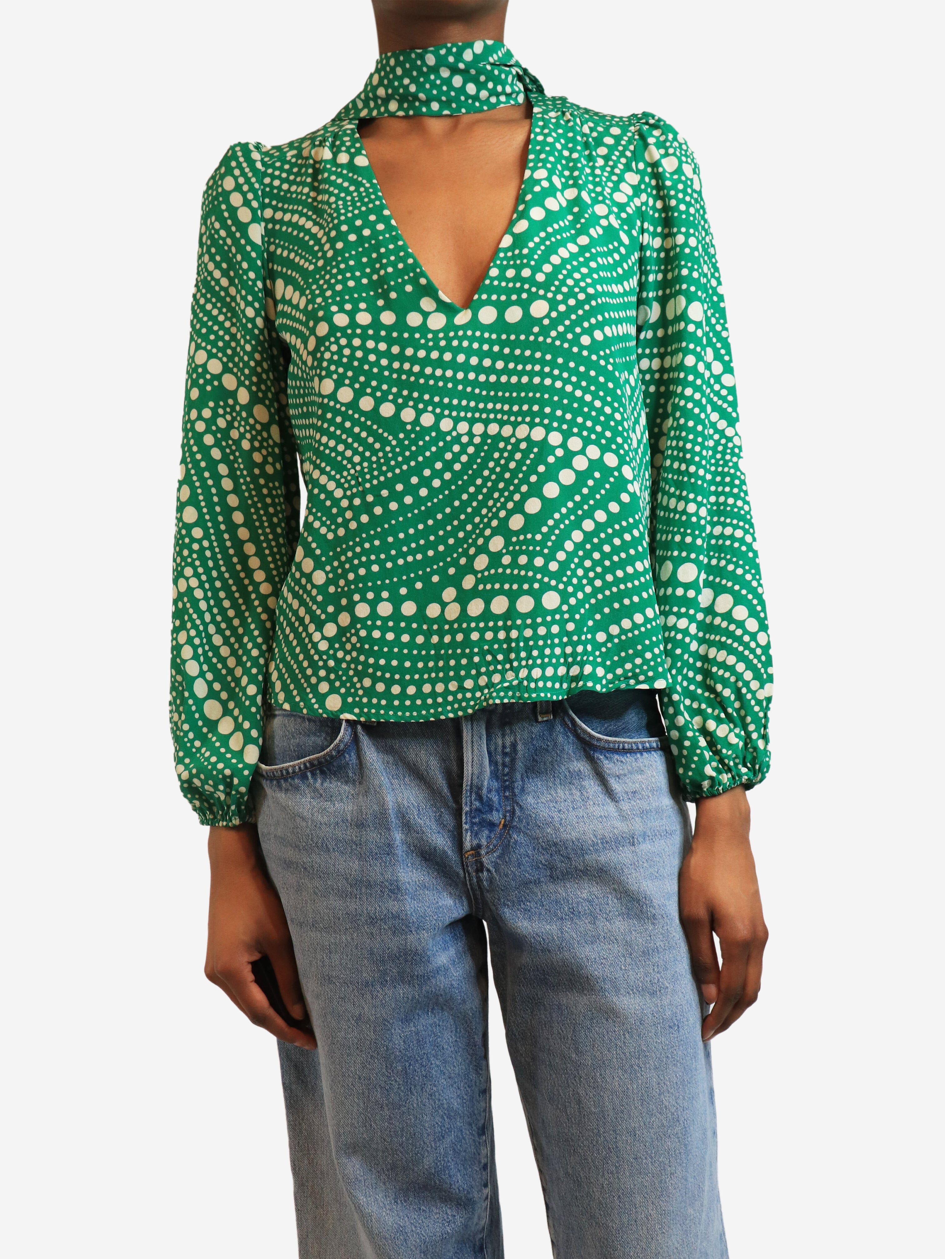 Green polka-dot silk blouse - size S Tops Rixo 
