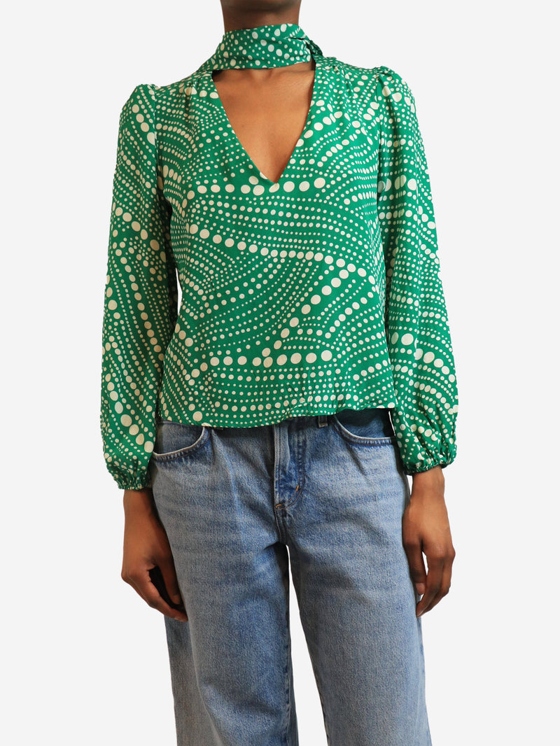 Green polka-dot silk blouse - size S Tops Rixo 