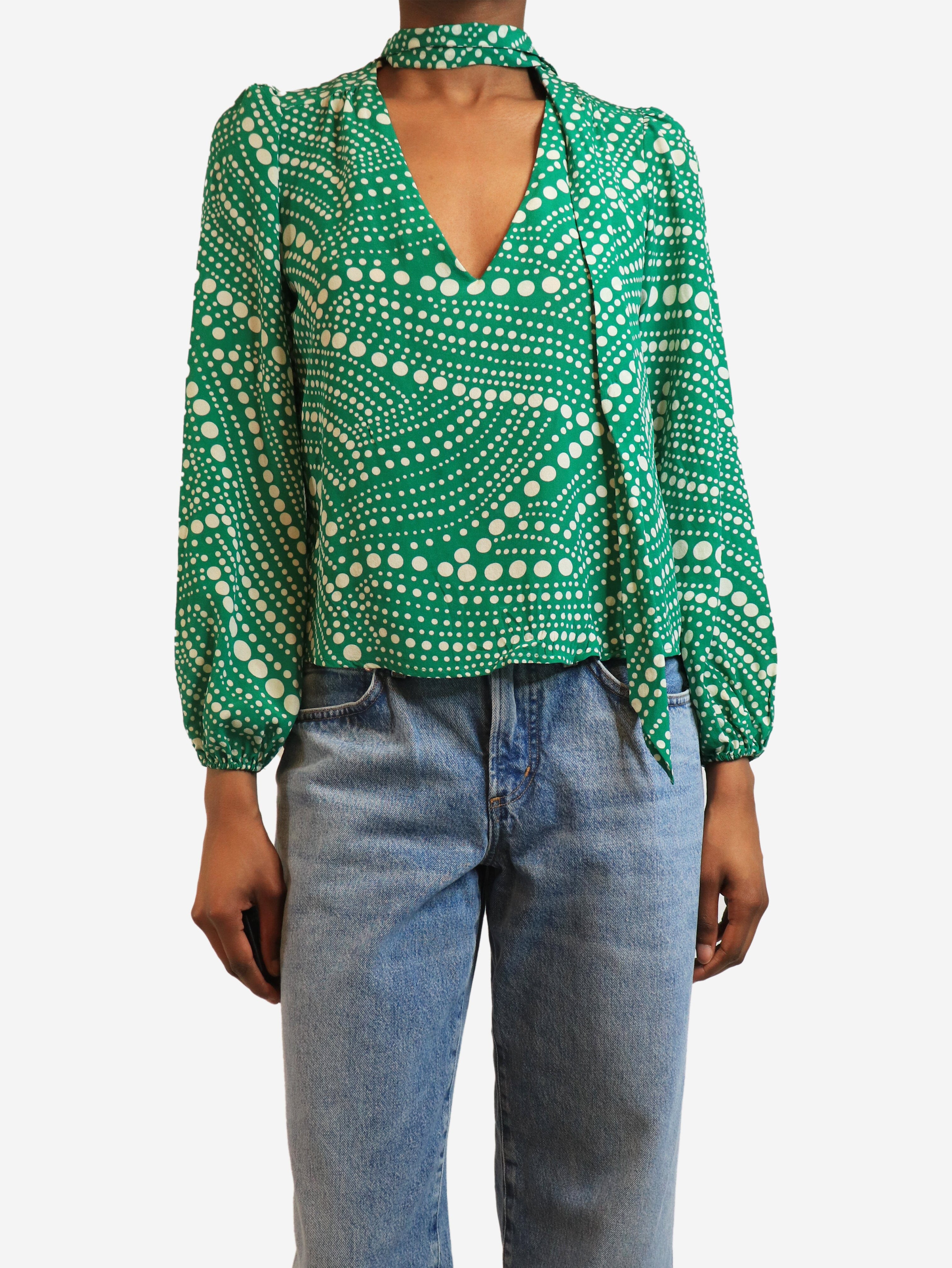 Green polka-dot silk blouse - size S Tops Rixo 