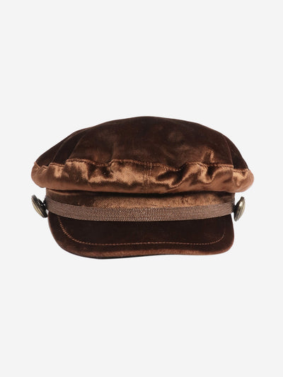 Brown velvet baker boy cap Hats Brunello Cucinelli 