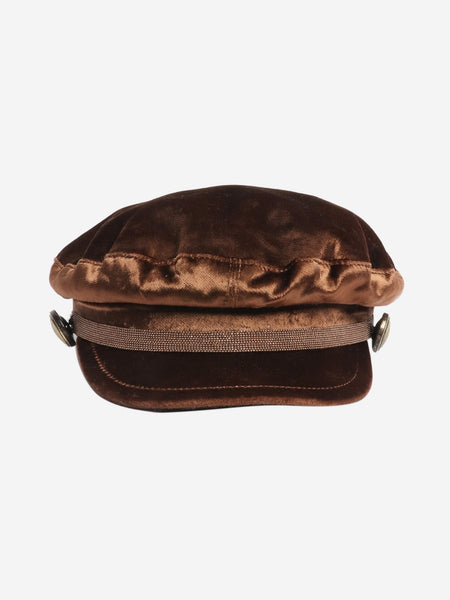 Brown velvet baker boy cap product image