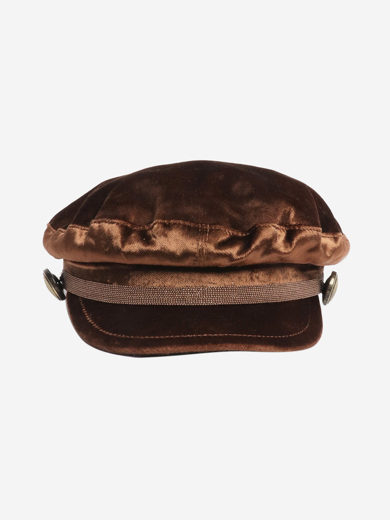 Brown velvet baker boy cap Hats Brunello Cucinelli 
