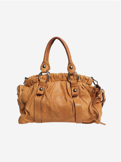Brown Vitello leather 2way bag