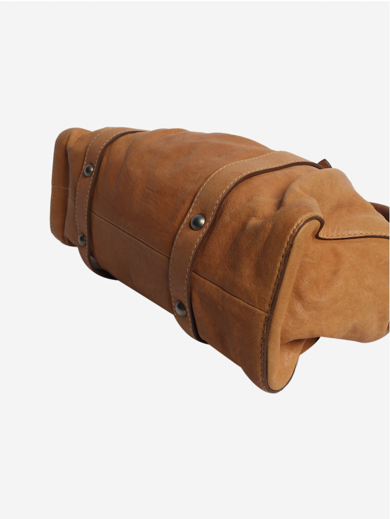 Brown Vitello leather 2way bag