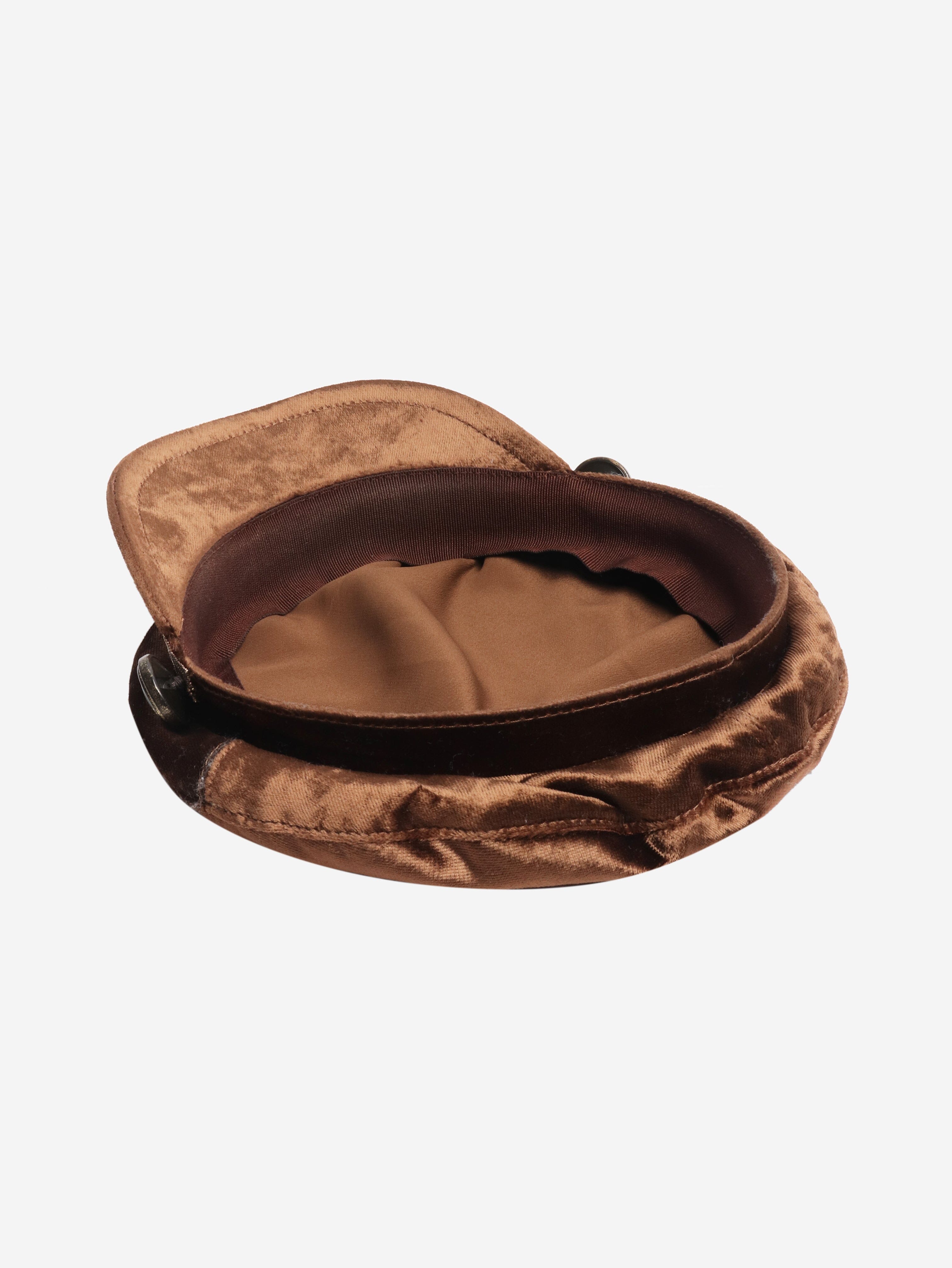 Brown velvet baker boy cap Hats Brunello Cucinelli 