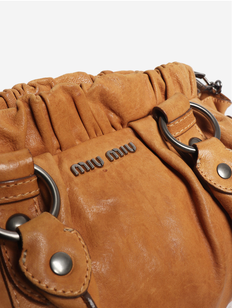 Brown Vitello leather 2way bag