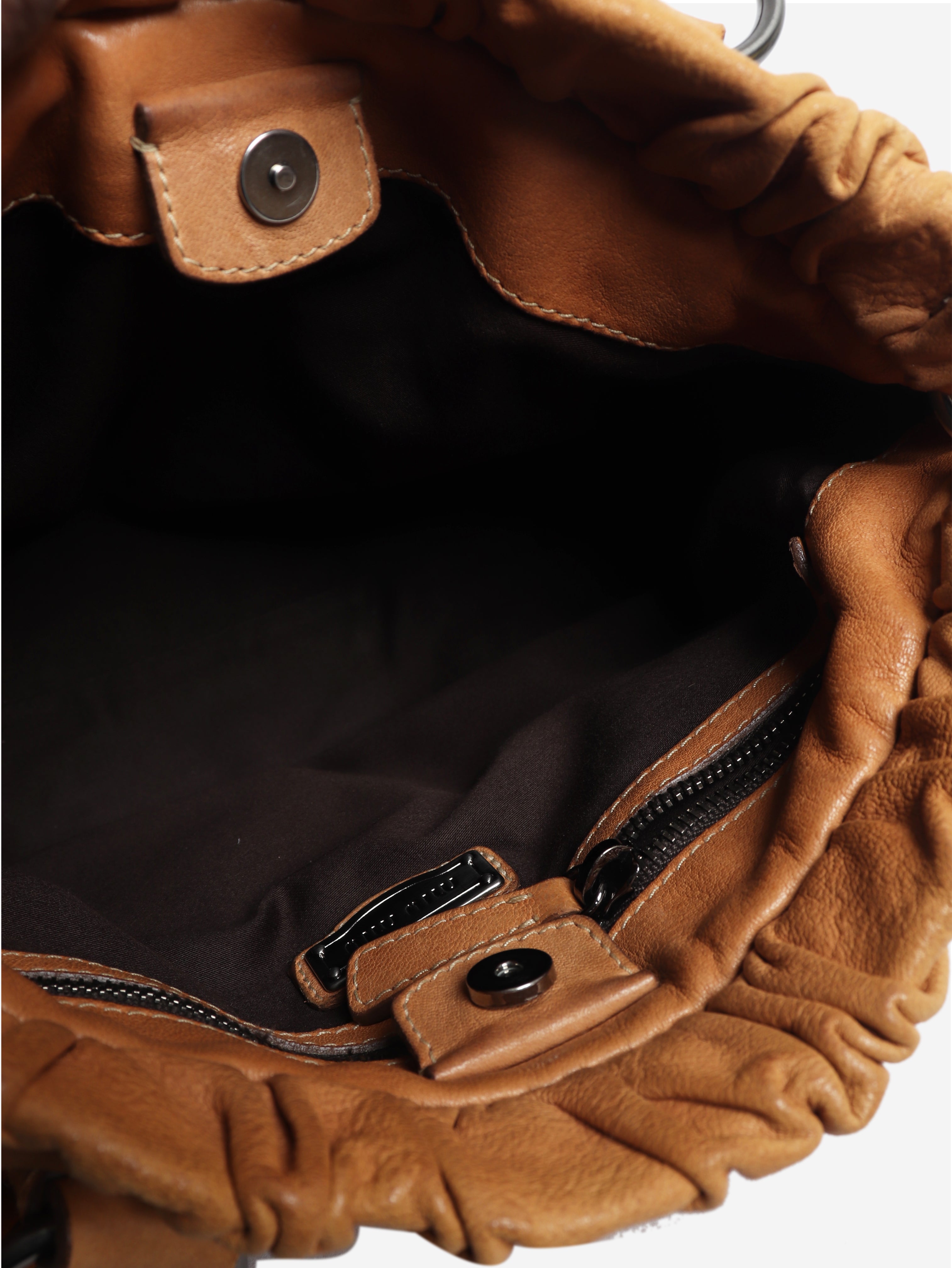 Brown Vitello leather 2way bag