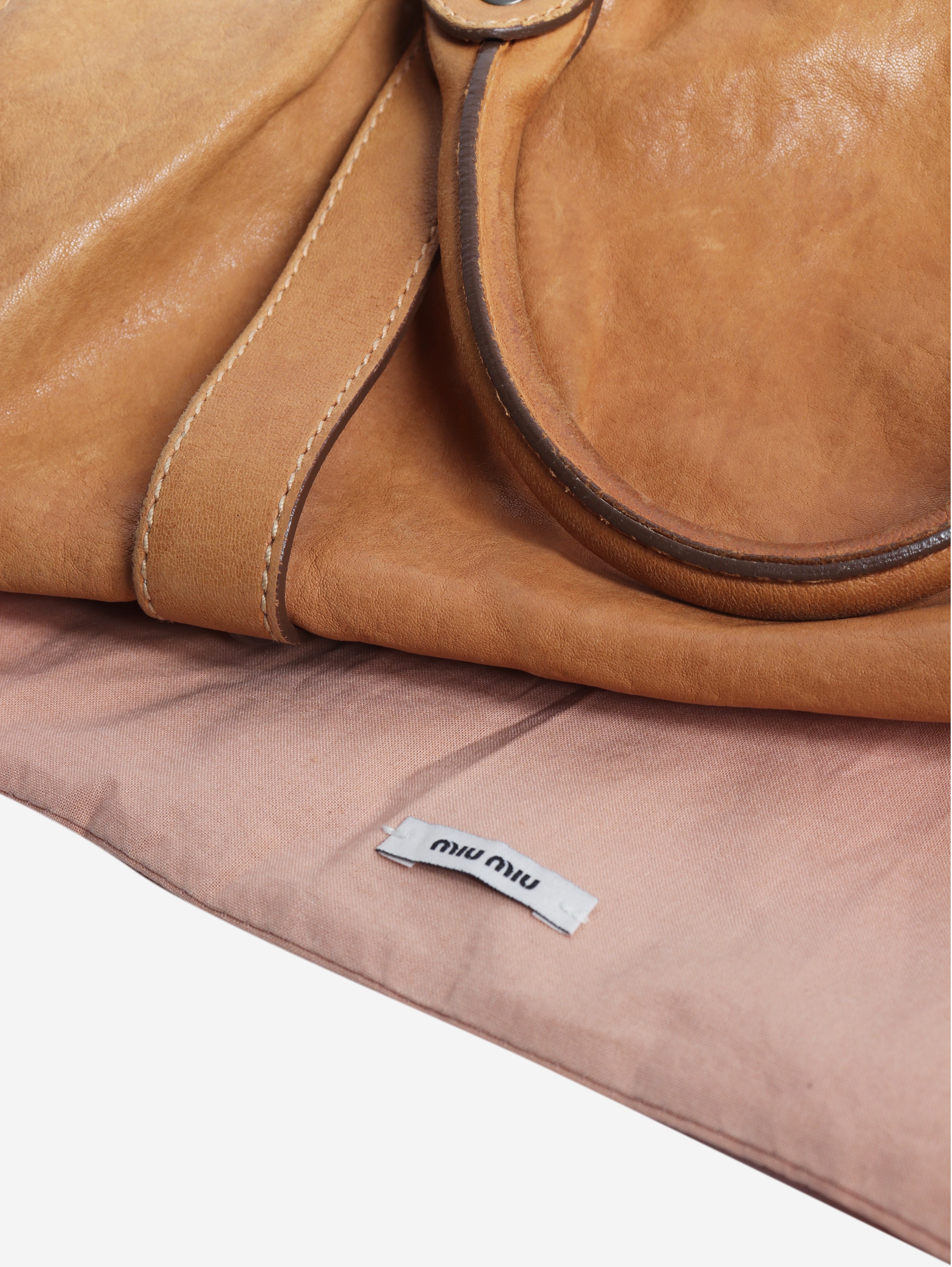 Brown Vitello leather 2way bag