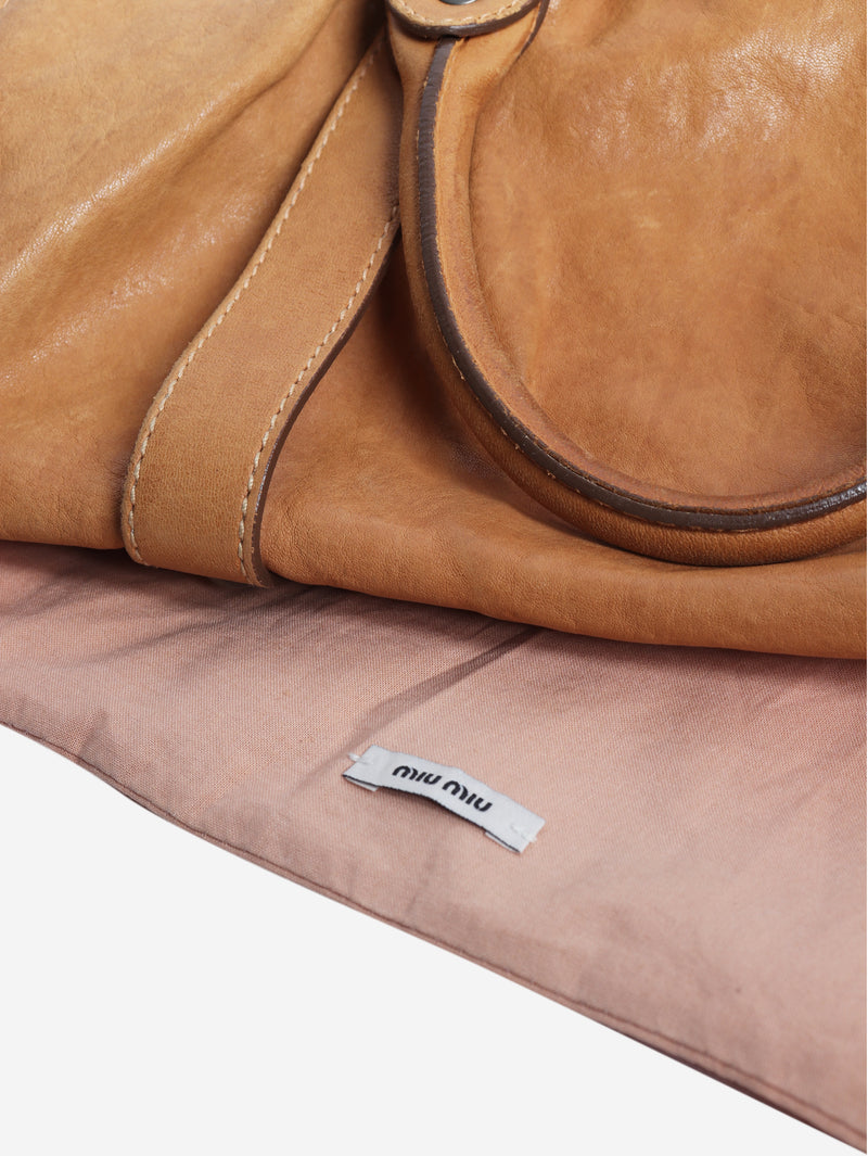 Brown Vitello leather 2way bag