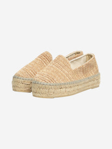 Manebi Neutral raffia platform espadrilles - size EU 38