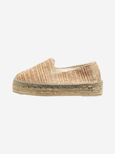 Manebi Neutral raffia platform espadrilles - size EU 38