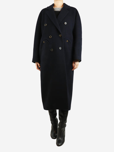 Navy blue double-breasted wool-blend coat - size UK 4 Coats & Jackets Blaze Milano 