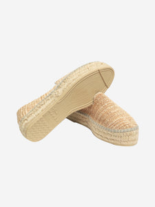 Manebi Neutral raffia platform espadrilles - size EU 38