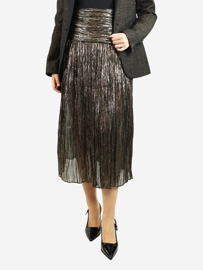 Gold lurex gathered midi skirt - size UK 10 Skirts Saint Laurent 