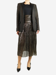 Saint Laurent Gold lurex gathered midi skirt - size UK 10