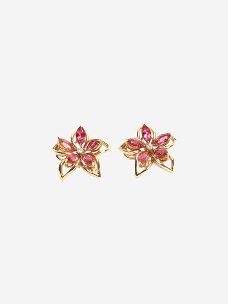 Gold and pink flower earrings product image
