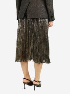 Saint Laurent Gold lurex gathered midi skirt - size UK 10