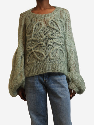 Green mohair cropped anagram jumper - size XS Knitwear Loewe 