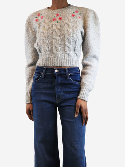 Grey cropped cable-knit jumper - size UK 6 Knitwear Alessandra Rich 
