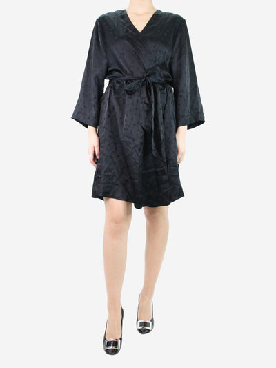 Black silk printed robe - size M Tops Ganni 