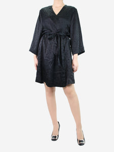 Ganni Black silk printed robe - size M