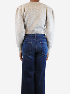 Alessandra Rich Grey cropped cable-knit jumper - size UK 6