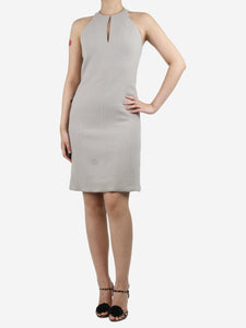 Bottega Veneta Grey sleeveless keyhole wool midi dress - size UK 8