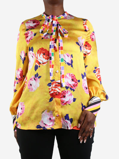 Yellow floral printed blouse - size IT 44 Tops MSGM 
