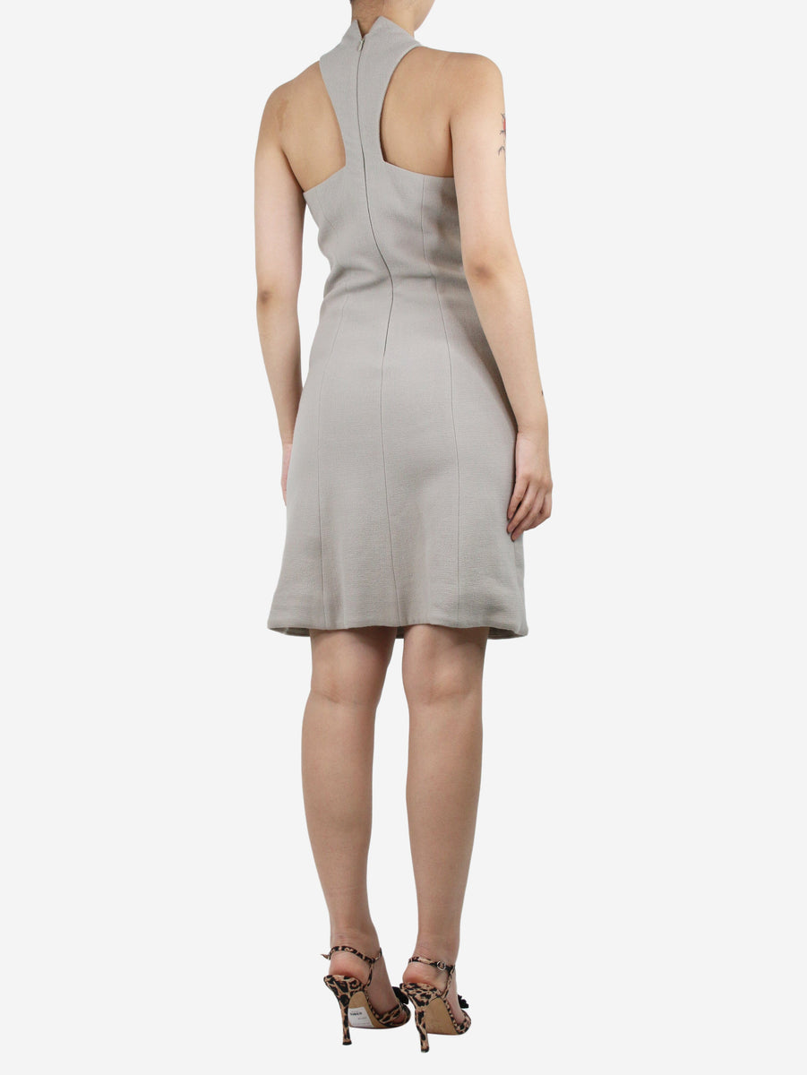 Bottega Veneta pre-owned grey sleeveless keyhole wool midi