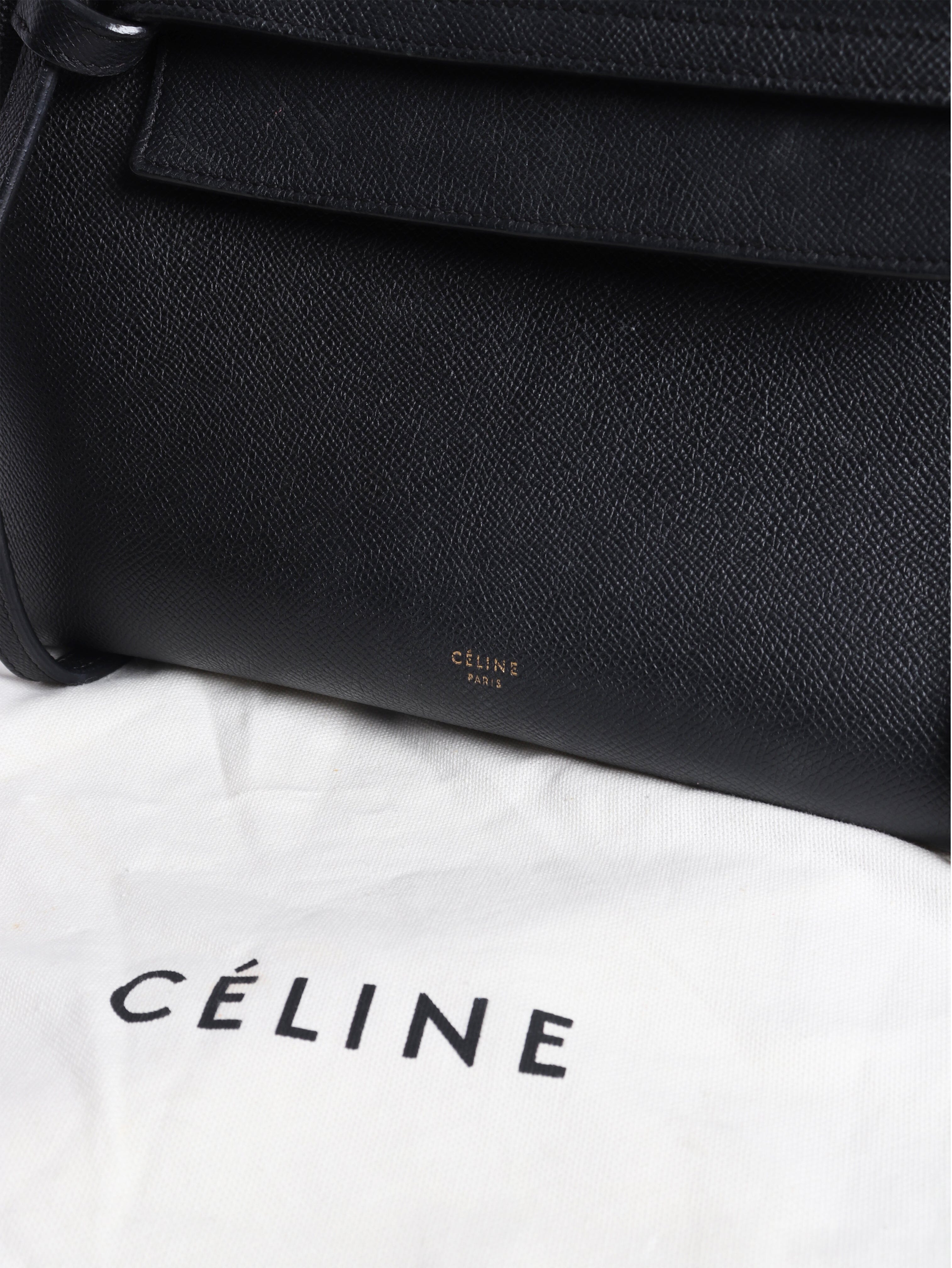 Black grained calfskin belt bag Cross-body Bags Celine 
