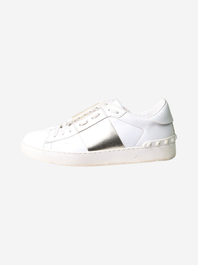 White gold striped stud detail trainers - size EU 37.5 Trainers Valentino 