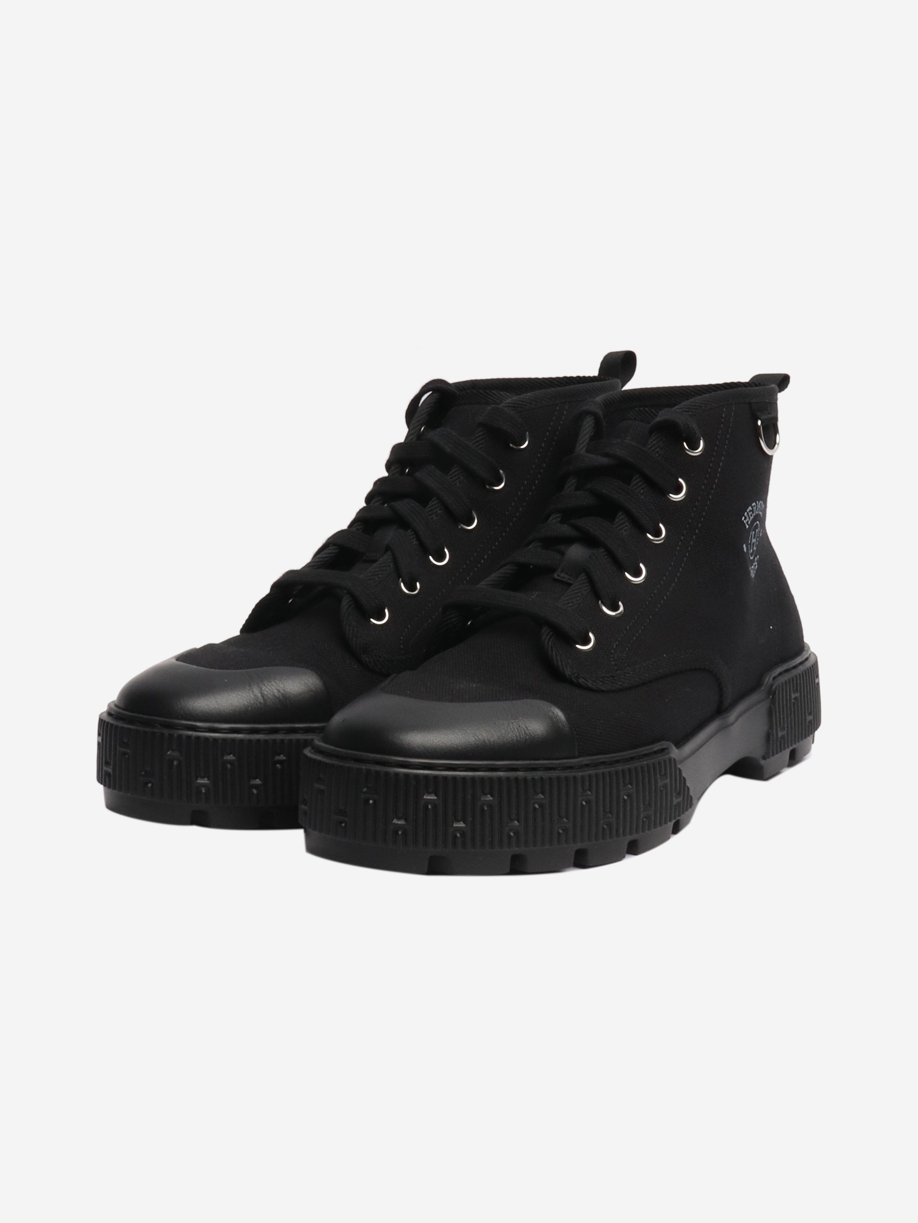 Black canvas ankle boots - size EU 39 (UK 6) Boots Hermes 