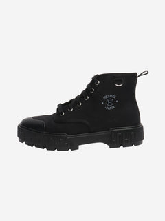 Black canvas ankle boots - size EU 39 (UK 6) Boots Hermes 