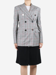 Calvin Klein Grey double-breasted checkered blazer - size UK 8