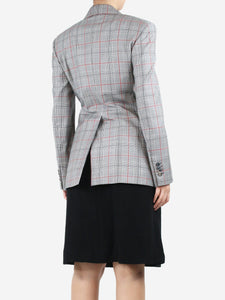 Calvin Klein Grey double-breasted checkered blazer - size UK 8