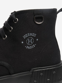 Black canvas ankle boots - size EU 39 (UK 6) Boots Hermes 