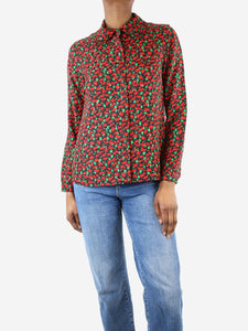 Vanessa Seward Red floral-printed silk shirt - size UK 6