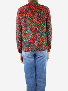 Vanessa Seward Red floral-printed silk shirt - size UK 6