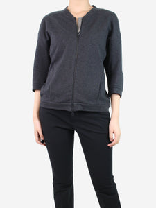 Brunello Cucinelli Charcoal grey bejewelled zip-up tracksuit - size M