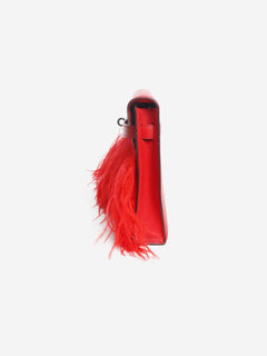 Red 2025 Kelly Elan Folie Chamkila Ostrich feather bag