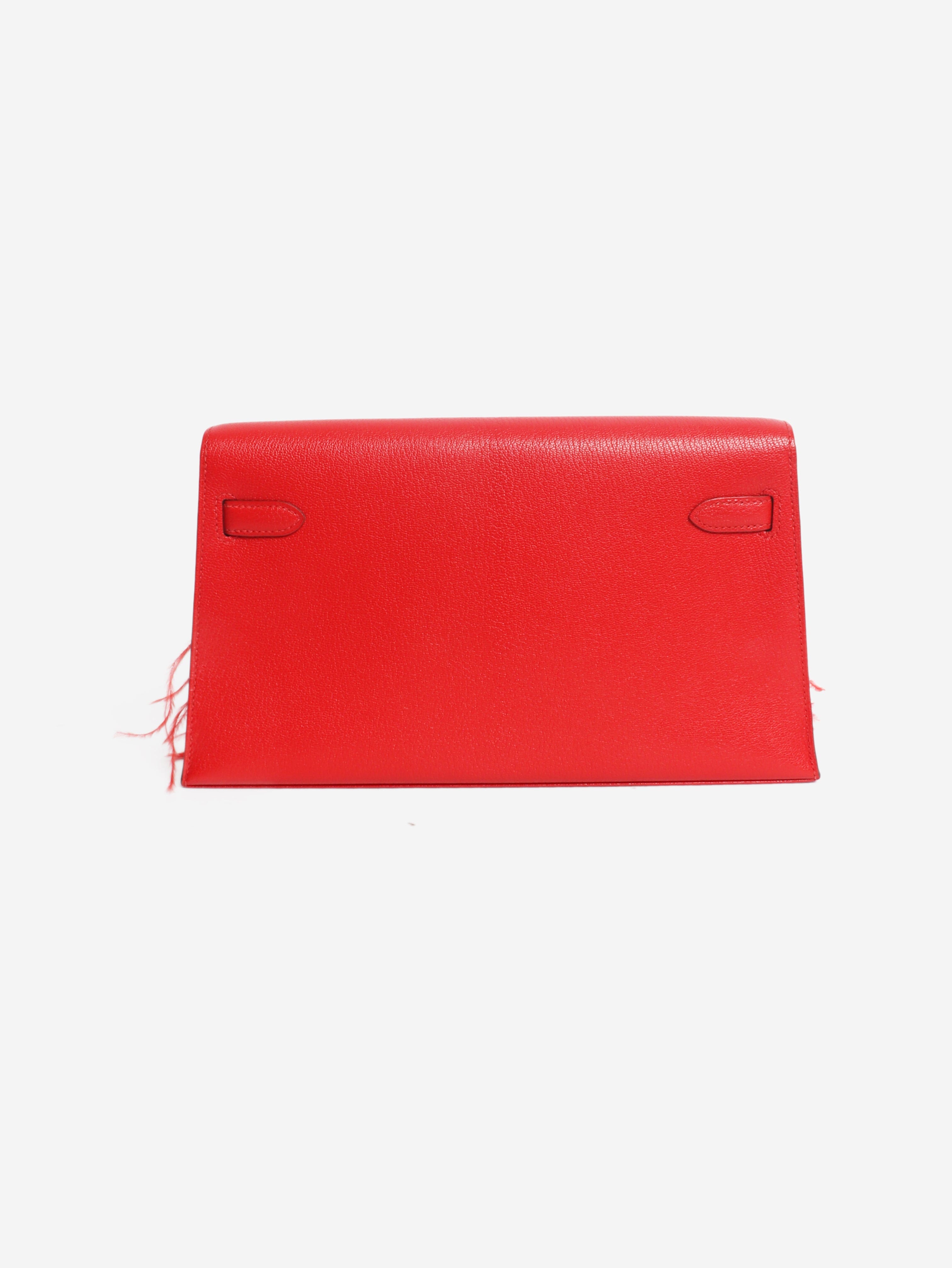 Red 2025 Kelly Elan Folie Chamkila Ostrich feather bag