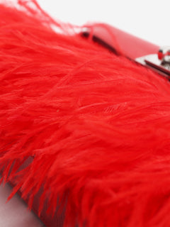 Red 2025 Kelly Elan Folie Chamkila Ostrich feather bag