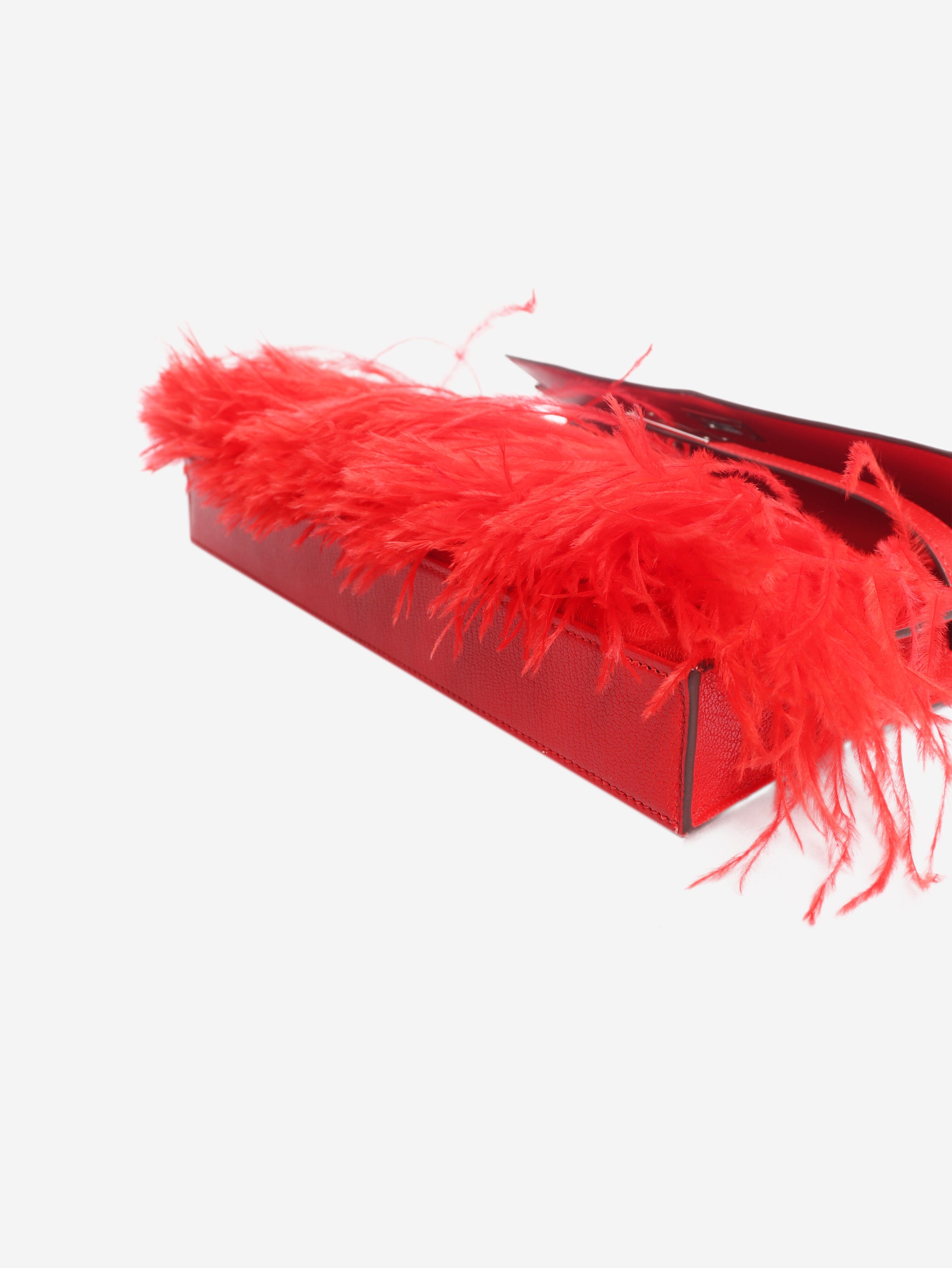 Red 2025 Kelly Elan Folie Chamkila Ostrich feather bag