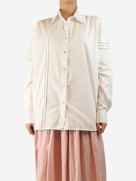 White lace-trimmed shirt - size S product image