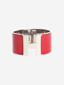 Red and silver Clic clac H wide bangle Bracelets Hermes 