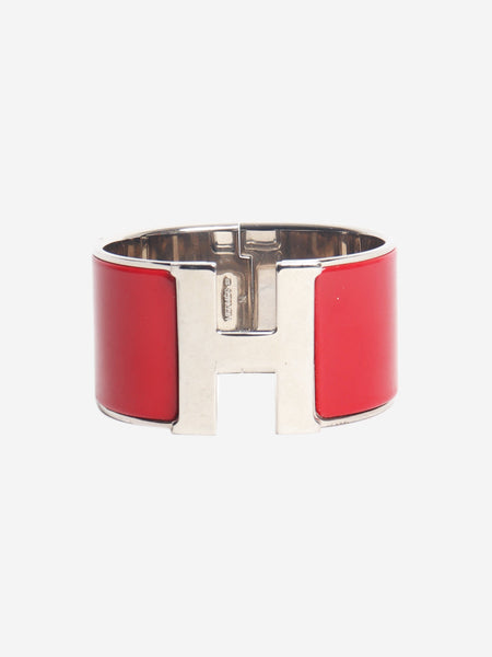 Red and silver Clic clac H wide bangle product image