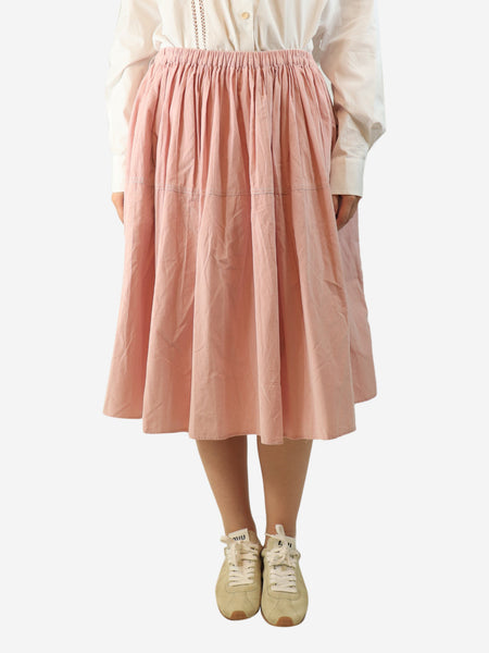 Pink corduroy midi skirt - size M product image