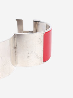 Red and silver Clic clac H wide bangle Bracelets Hermes 