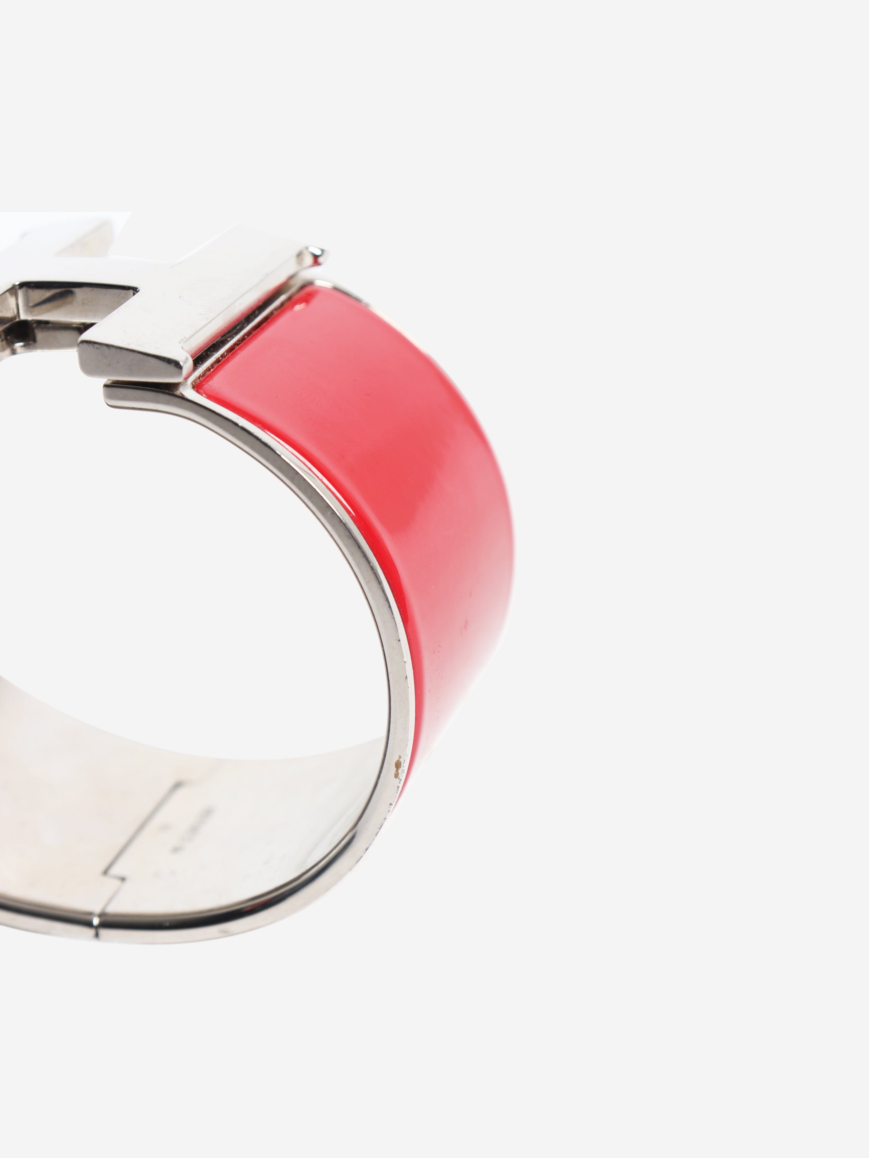 Red and silver Clic clac H wide bangle Bracelets Hermes 