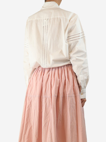 White lace-trimmed shirt - size S alternate image